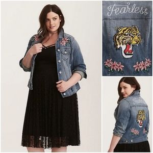 Torrid Premium Embroidered Demin Jacket Size 4
